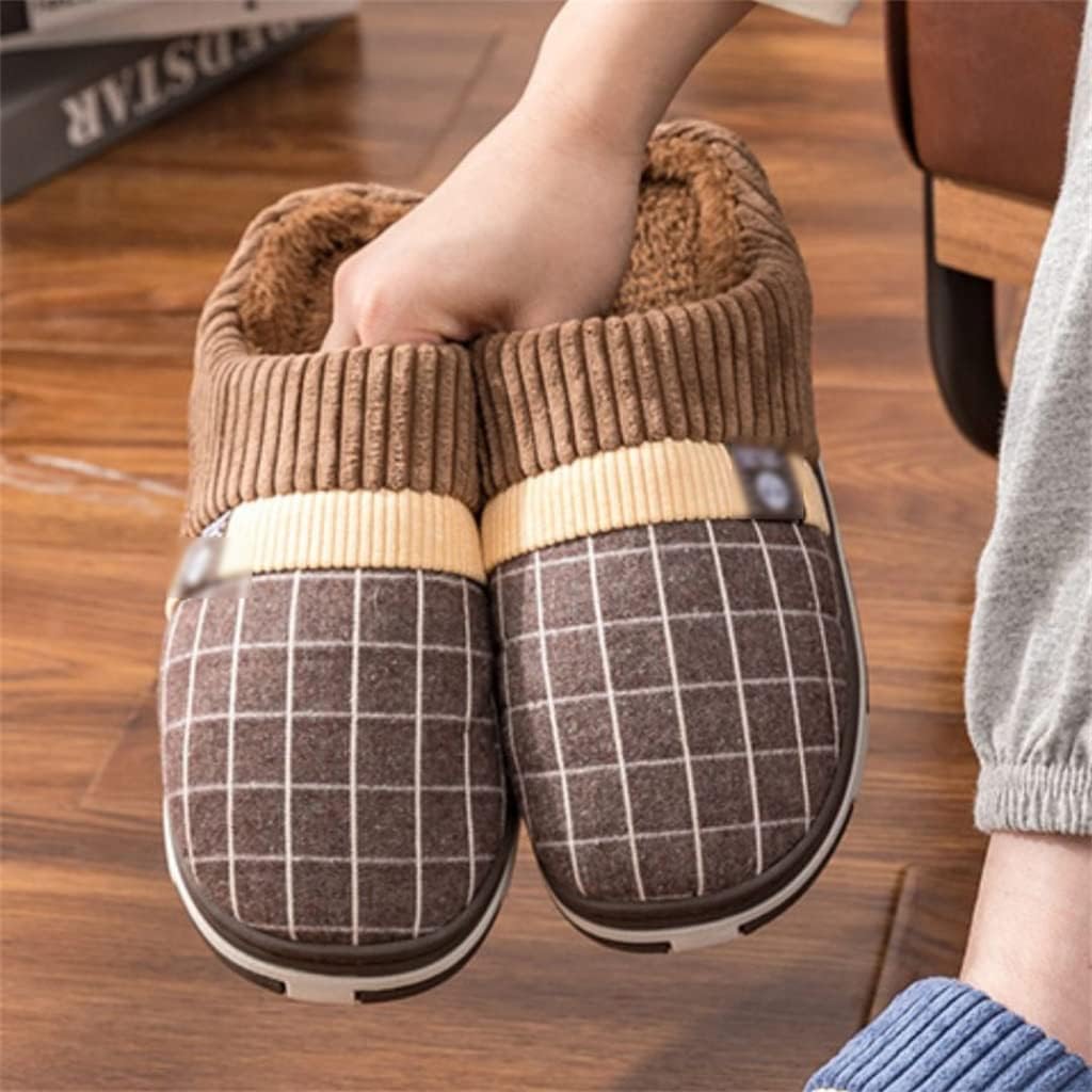 Men's cotton slippers men's winter home indoor home thick bottom large yard hair slippers autumn and winter