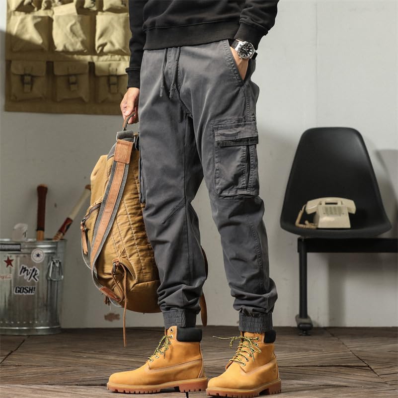 Image of Men's Cotton Cargo Pants Multi-Pocket,Comfortable Work Pants, Durable Trousers & Everyday Wear-CP-031
