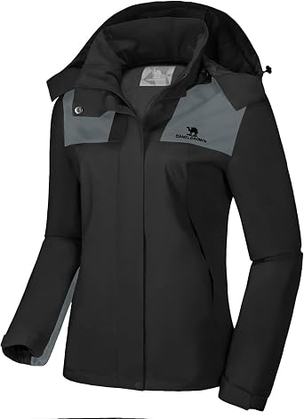 CAMELSPORTS Womens Rain Jacket Waterproof Hooded Windbreaker Windproof Lightweight Shell Raincoat for Outdoor Hiking