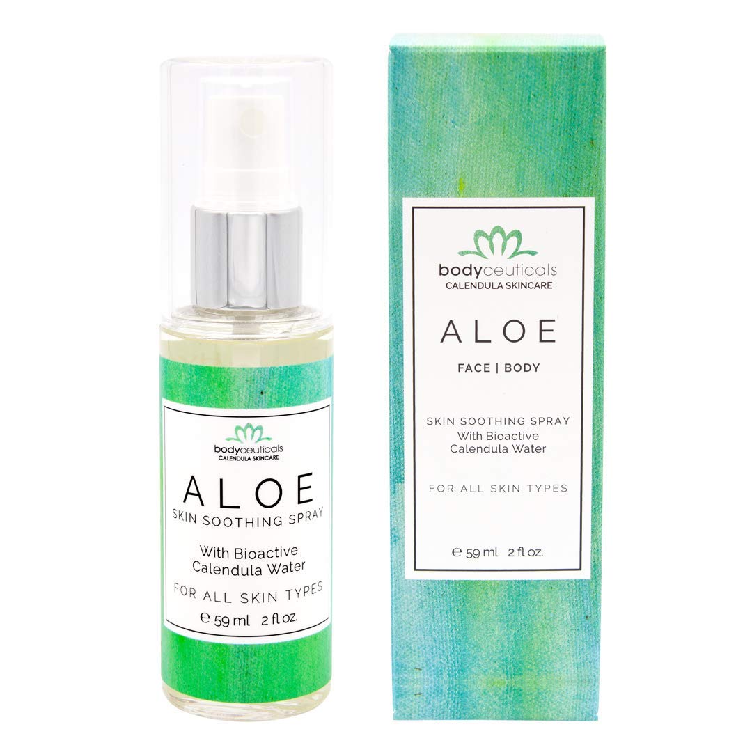 Bodyceuticals Aloe Skin Soothing Spray For Face & Body | Bioactive Calendula Water |Hyderating | Suitable For All Skin Types |Non-GMO | Vegan | Wheat-Free, Gluten-Free, Soy-Free | 2oz