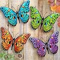 Metal Butterfly Wall Decor - 9.6" Outdoor Fence Wall Art Decor, Hanging Decoration for Garden Yard Living Room Bedroom Patio Balcony(4 Pack)