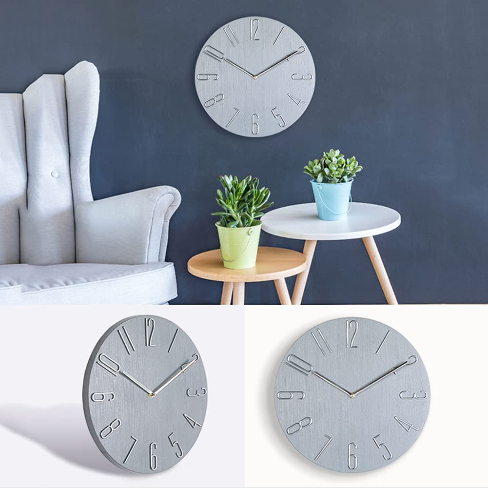 Duże zegary ścienne, nowoczesny zegar ścienny minimalistyczny imitacja drewna tekstura cyferblat cichy nietykający zegar kwarcowy na baterie 3D duże cyfry łatwy do odczytania dobry