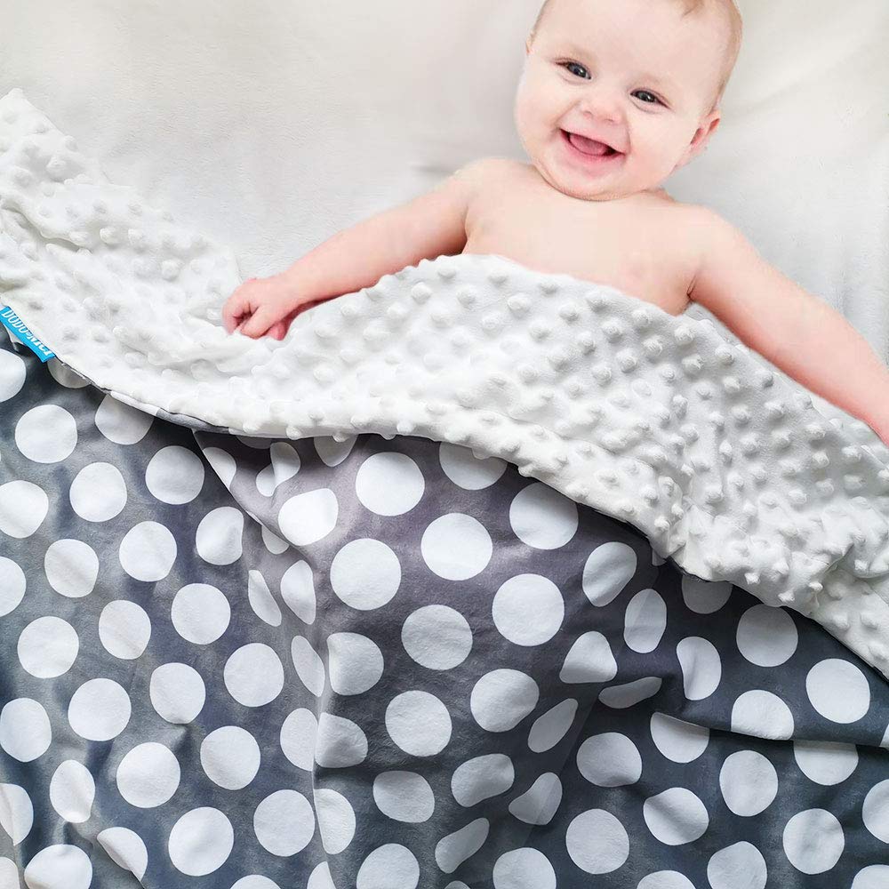 Baby Blanket - Soft Minky & Plush Dot Double Layer, 30x40 Inch, Receiving Blanket For Newborn, Stroller, Crib (Rainbow)