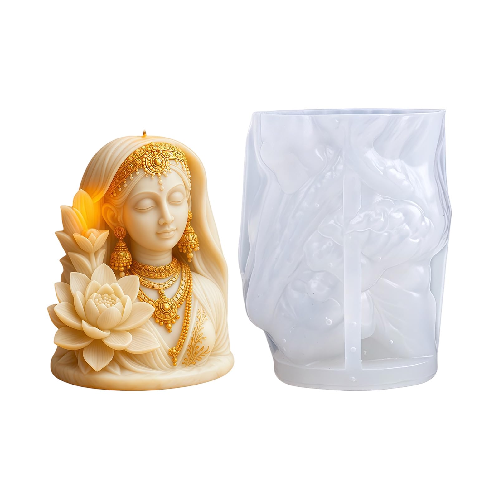 hogtnd Indian Women Statue, Silicone Candle Molds, Easy Demolding for Handmade Soap, Chocolate and Home Decoration, Resin Art Block Casting