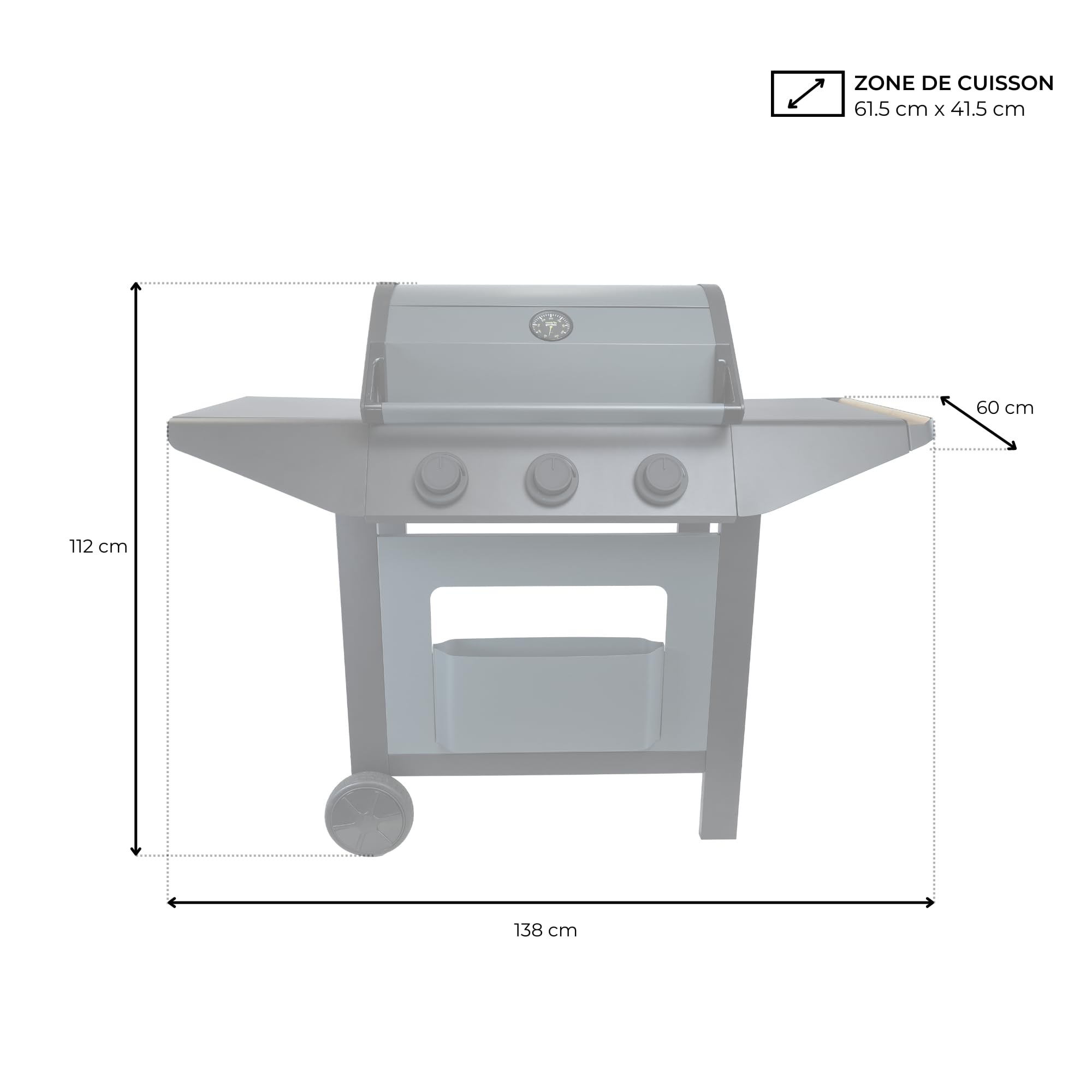 Cook’in Garden - Barbecue Gaz Burn, 3 Brûleurs, Fonction Grill et Plancha, Récupérateur de Graisse Amovible, Thermomètre Intégré, 10,5 kW, Idéal 10 Personnes