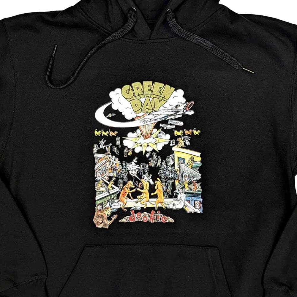 Rock Off officially licensed products Verde Day Felpa con Cappuccio 1994 Tour Band Logo Nuovo Ufficiale Unisex Nero