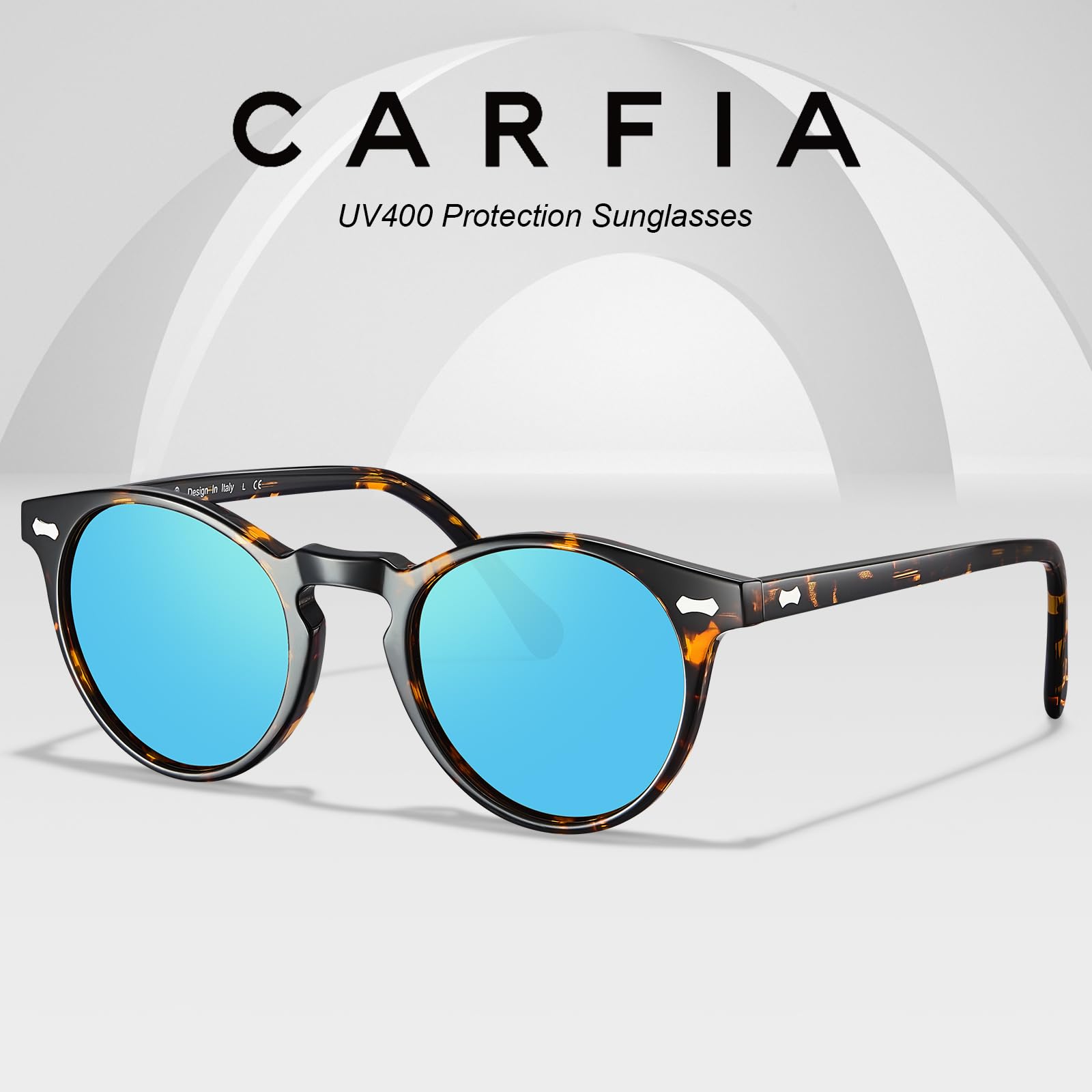 Carfia Retro Occhiali da Sole da Uomo Polarizzati Occhiali Unisex per Uomo e Donna con Struttura in Acetato e Protezione UV400
