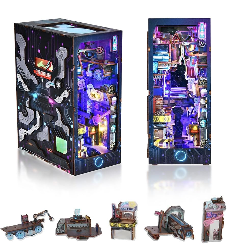 Cyberpunk Style 4点セット おまけ付き Cyberpunk Book Nook Kit: DIY Miniature Bookshelf Insert - Etsy
