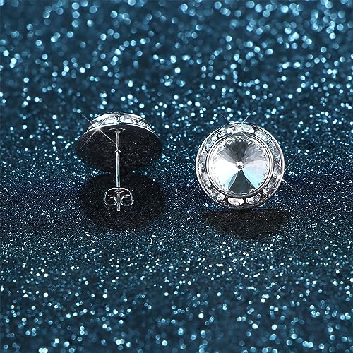 MILACOLATO Rhinestone Dance Competition Earrings Hypoallergenic Sterling Silver Post Stud Earrings 15mm Halo Crystal Stud Earrings for Dance Competitions Stage Opera Performance Wedding Bridal Earrings for Women4