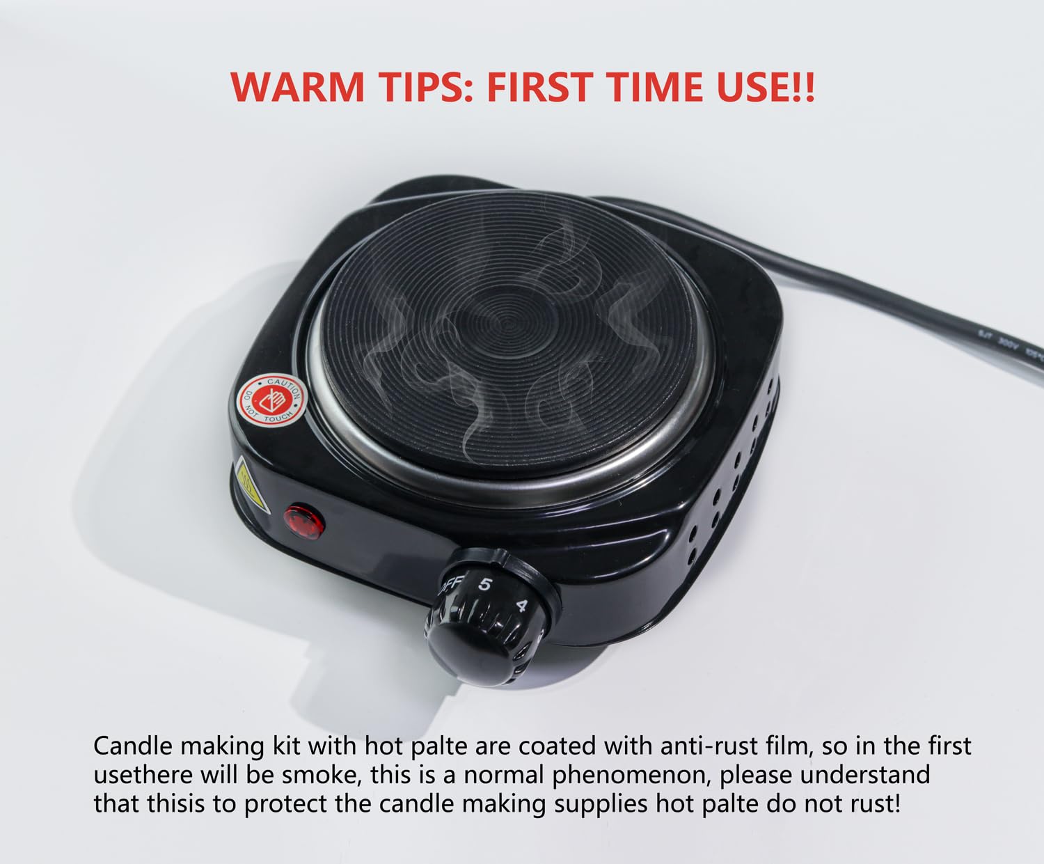 Electric Hot Plate for Candle Making, Countertop Iron Burner, Easy to Clean, Non-Stick Surface, Temperature Controls - Ideal for Melting Wax, Soap, Chocolate, Candy, and DIY Crafts - Image 5