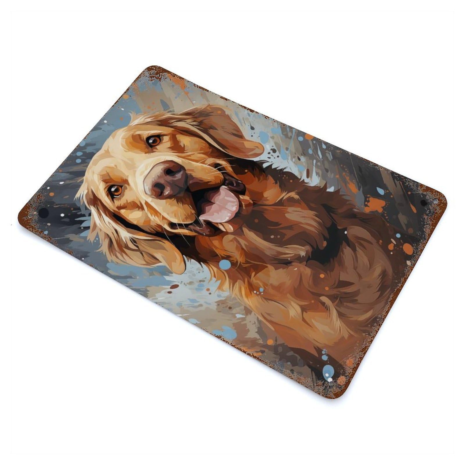 Rust Effect Labrador Digital Art Retro Metal Sign 11.8"x7.9", Classic Wall Plaque for Cafe, Home Bar And Lounge Decor