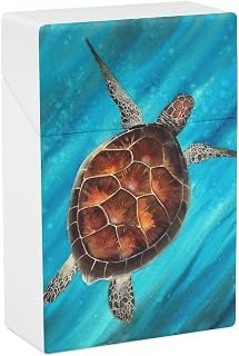 Colorful Swimming Sea Turtle Flip Open Cigarette Case for Women Men Plastic Cigarette Box Holder Pocket Cigarettes Storage Container