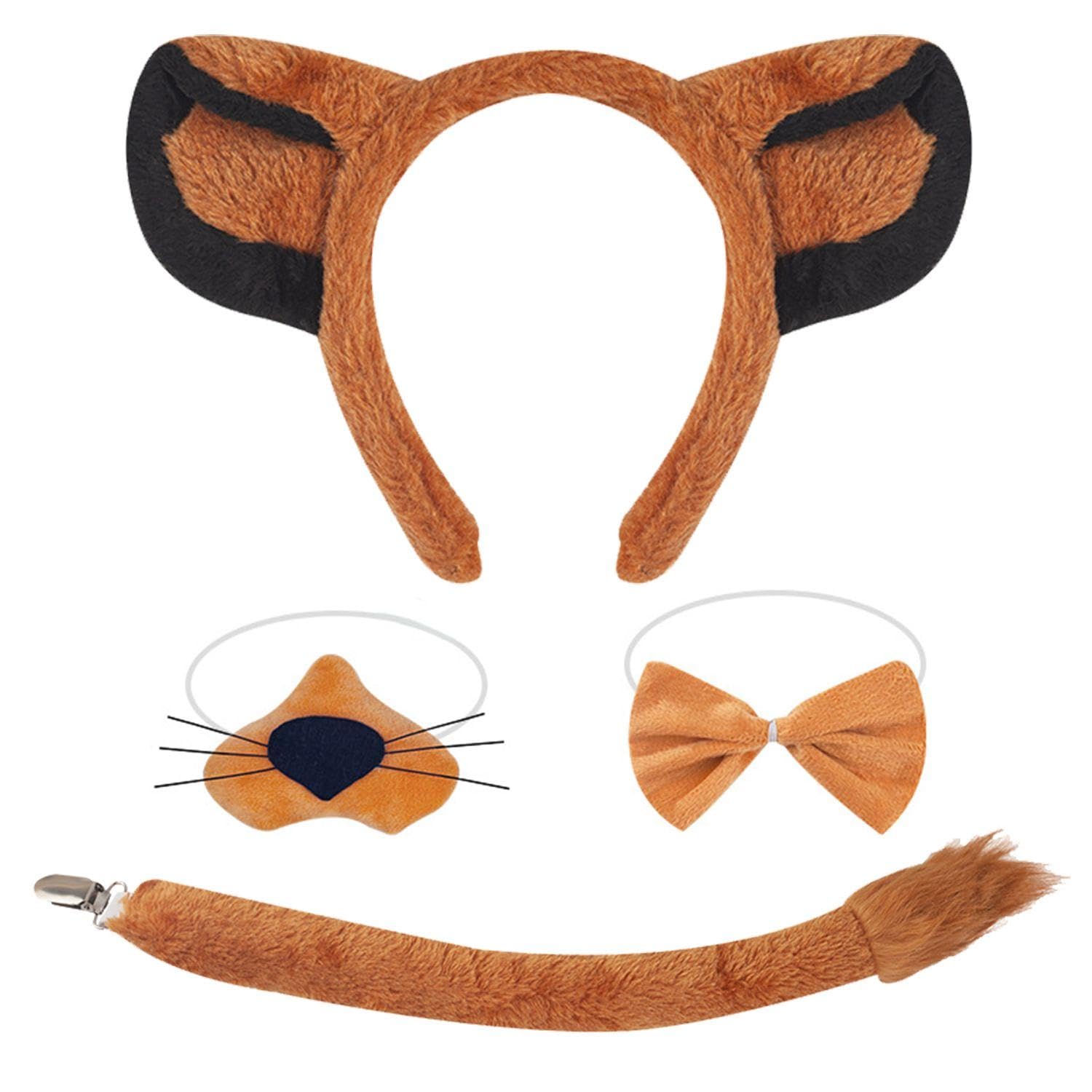 NIDHFG 1 Headband, 1 Bow Tie, 1 Nose And 1 Tail, Lion Costume Accessories, Role-Playing Props, Creative Dress-Up Props.