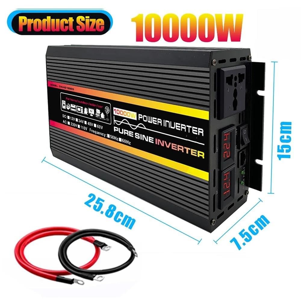 Convertidor Coche Inversor Inversores De Potencia 10000W/12000W Convertidor De Voltaje Inversor Onda Sinusoidal DC 12/24/48/60V A AC 220V 110V Transformador Solar(12V,50Hz 220V,12000W)