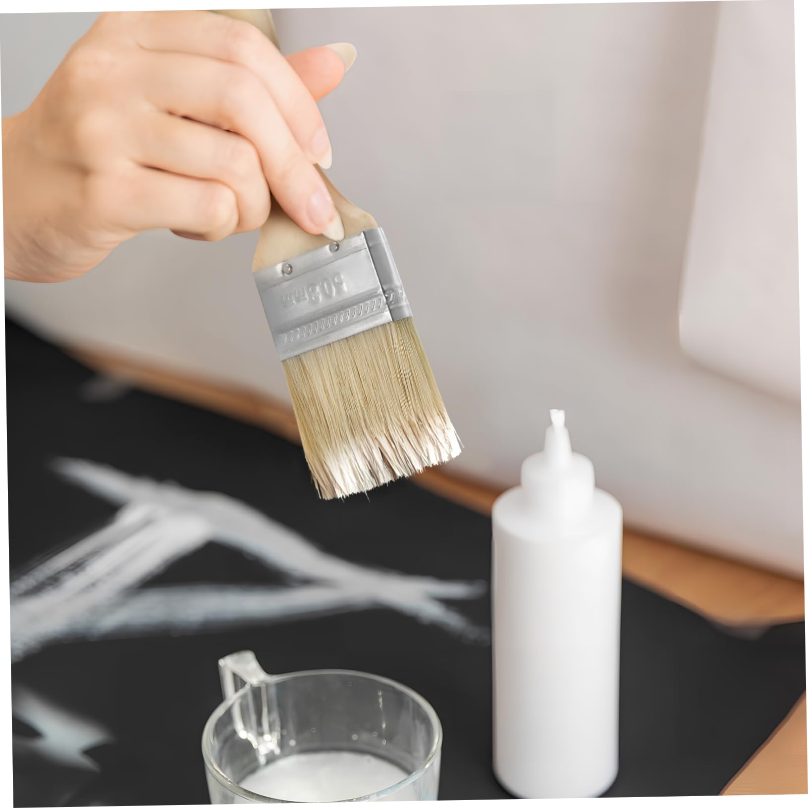 Veemoon 30 Pezzi Pennelli Pittura con Legno Spesso Pennelli Piatto per Vernici e Smalti Base Olio e Latex Spazzole Stain Interni Ed Esterni Impugnatura Ergonomica Antiscivolo