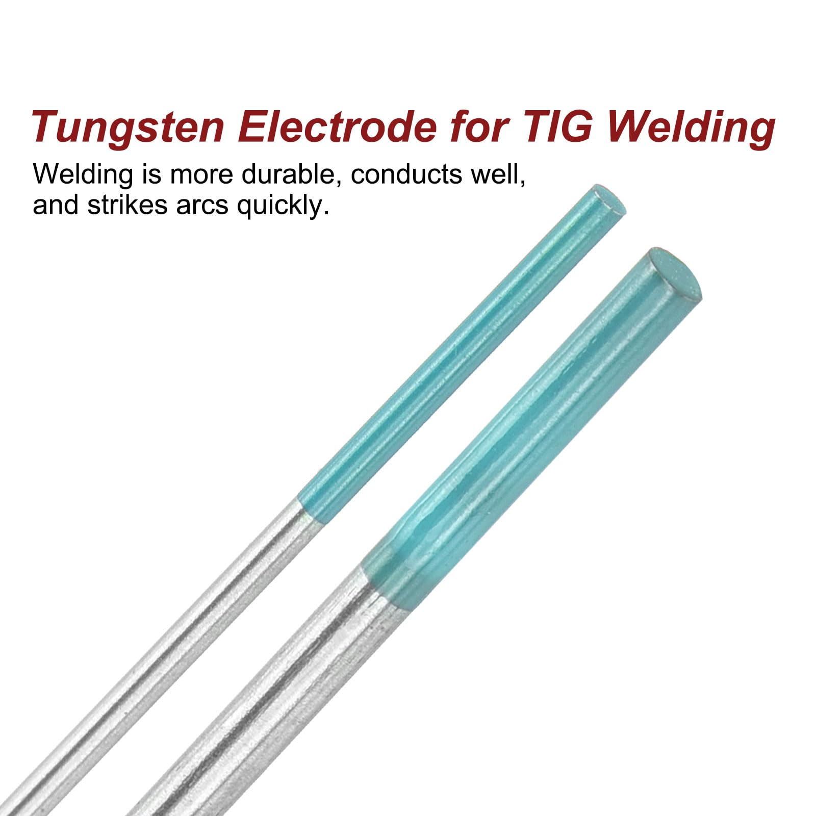 QUARKZMAN Electrodos De Tungsteno Para Soldadura TIG 5pcs 0.04" & 5pcs 1/16" X 7" Para Soldadura De Acero Inoxidable, Soldadura De Aleaciones De Aluminio Y Magnesio, Cian WS2