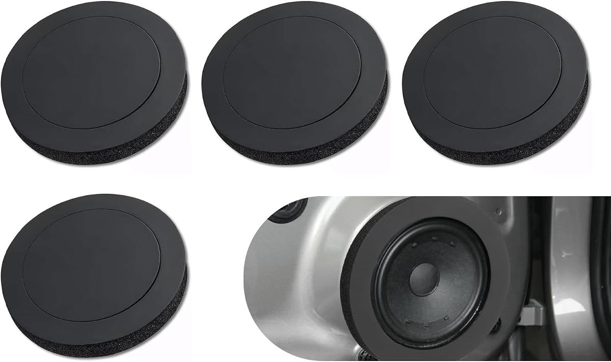 4PCS Speaker Foam Enhancer, 6.5" Speaker Foam Rings, Self Adhesive Audio Horn Seal Gasket, Universal Sponge Bass Blocker Kit, for Enhancing Stereo Sound in Car Speakers