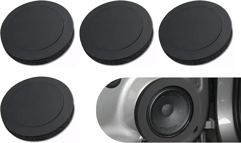 4PCS Speaker Foam Enhancer, 6.5" Speaker Foam Rings, Self Adhesive Audio Horn Seal Gasket, Universal Sponge Bass Blocker Kit, for Enhancing Stereo Sound in Car Speakers