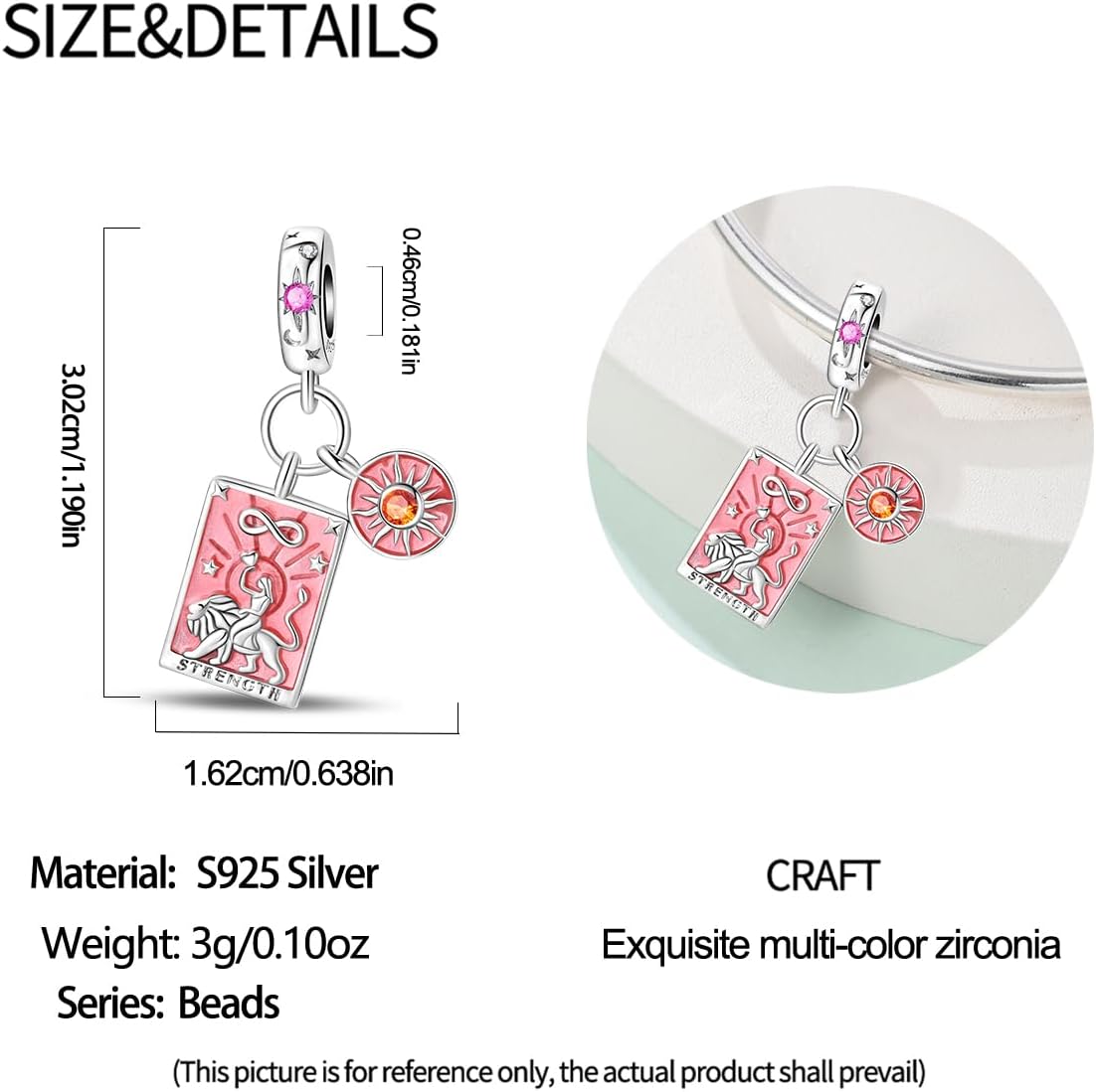 925 Sterling Silver Charms for Bracelets Necklaces 5A Cubic Zirconia Tarot Cards Dangle Pendant,Charms Beads Gifts for Women - Image 5