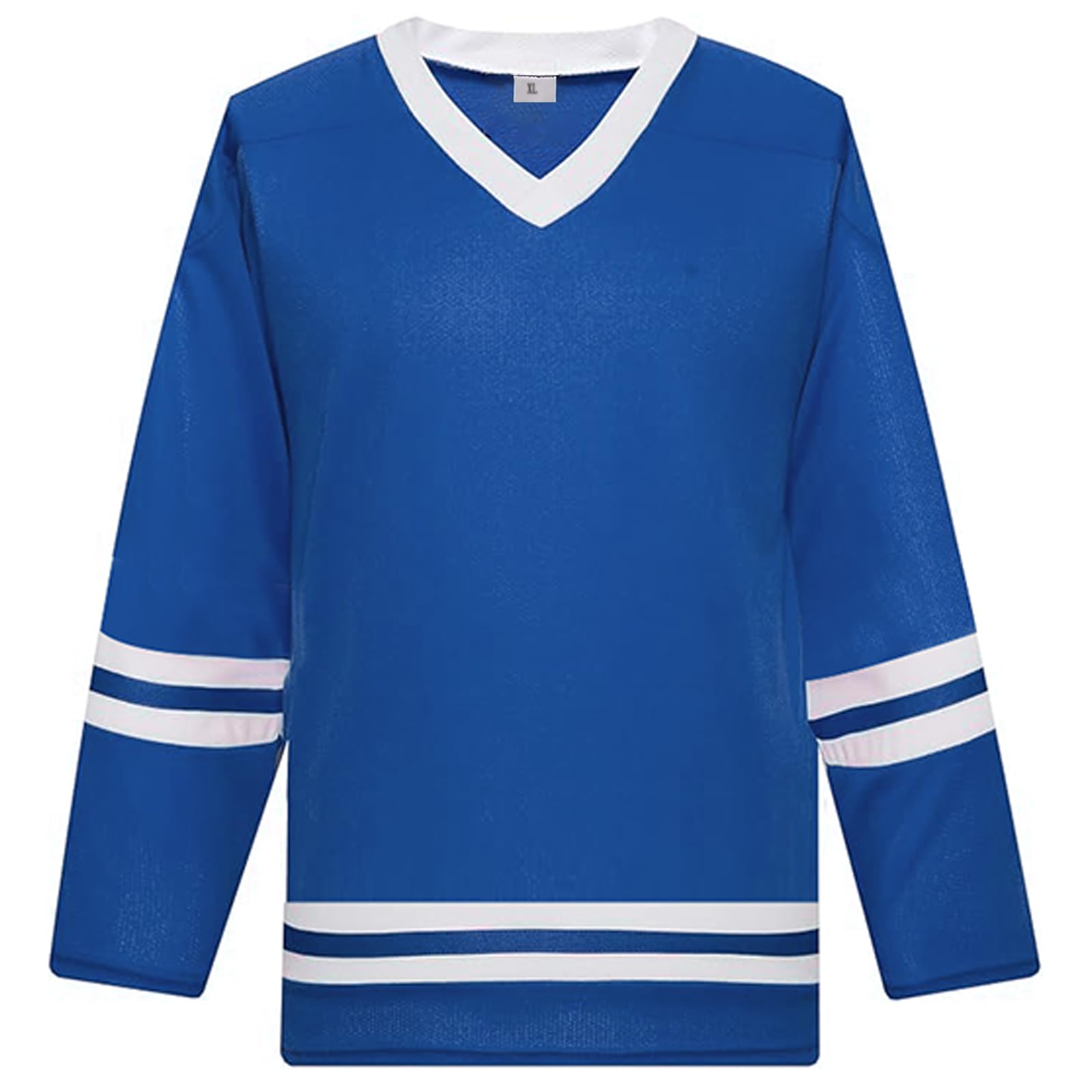Blank Hockey Training Jersey Lightweight Fabric Long Sleeve for Ice Hockey Jersey Quick Dry Feature and V Neck Style