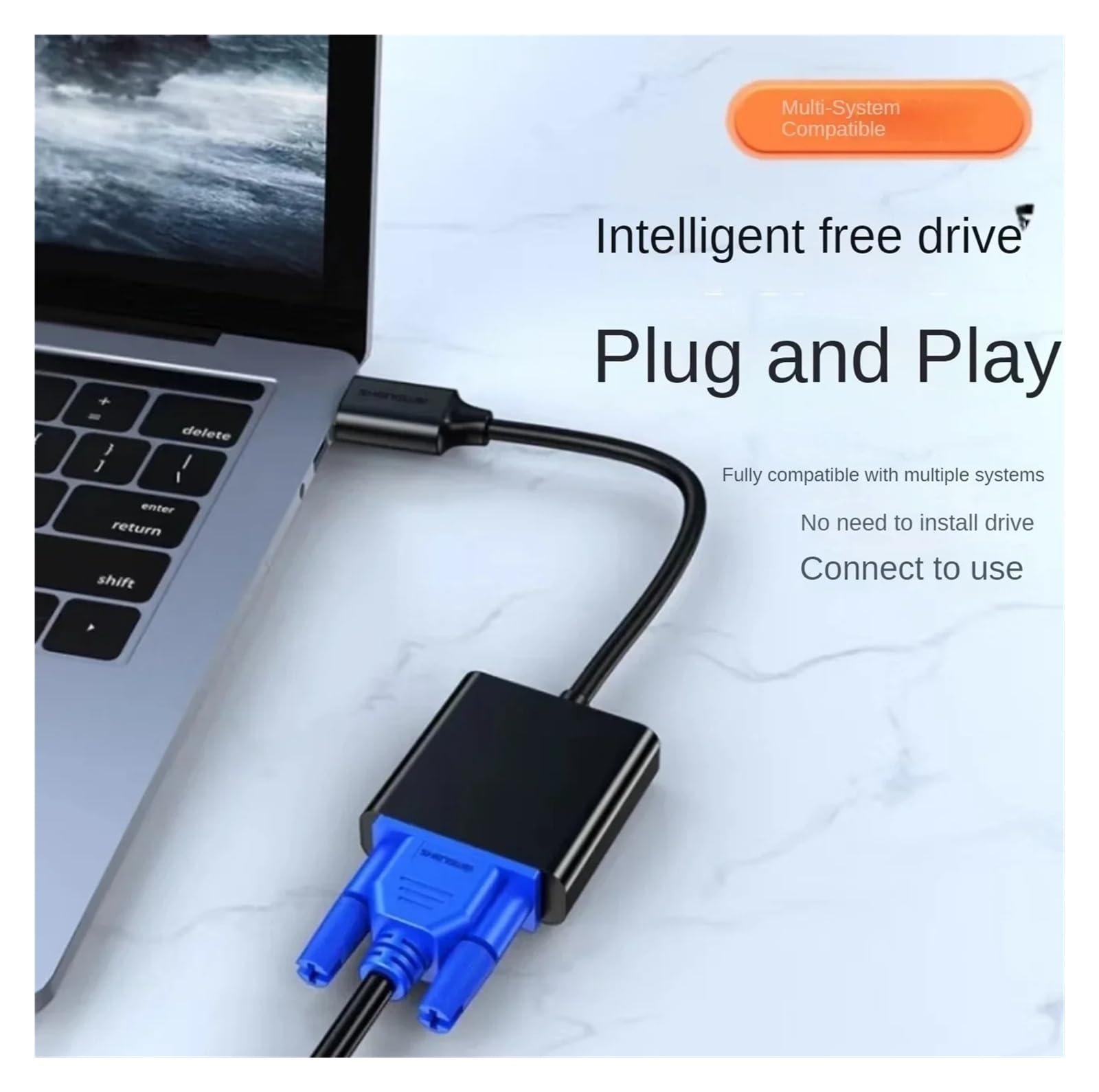 1080P HDMI to VGA Male to Female Adapter Converter for PC Laptop(Black)