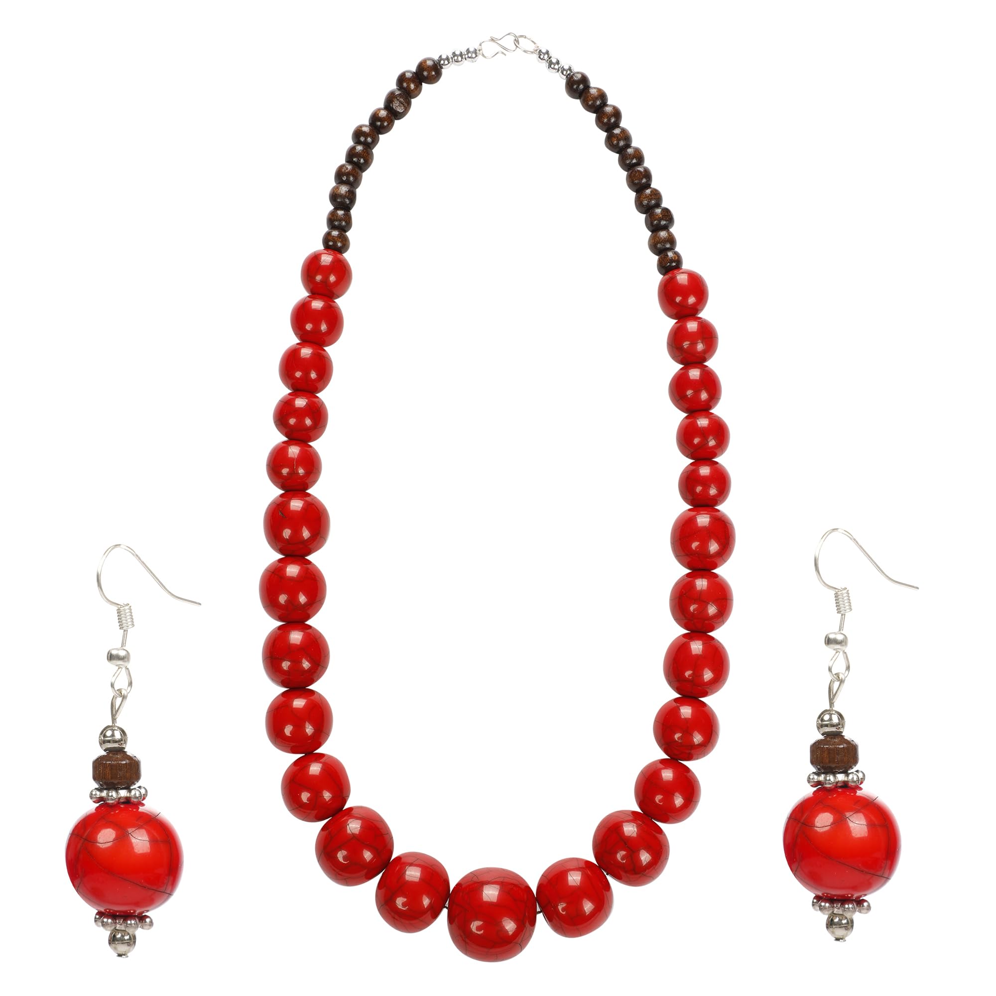 Bold Multicolor Beaded Necklace Set with Chunky Round Stones