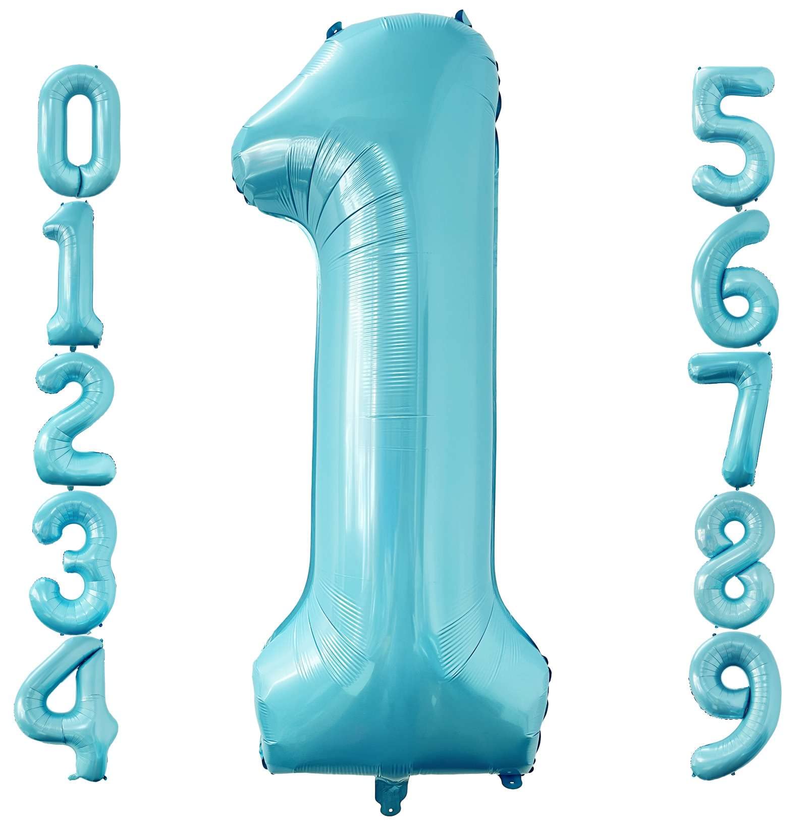 40 Inch Baby Blue Number 1 Balloon Large Size Jumbo Digit Foil Mylar Helium Light Blue Balloons for Boys 1th Blue Theme Birthday Party Supplies