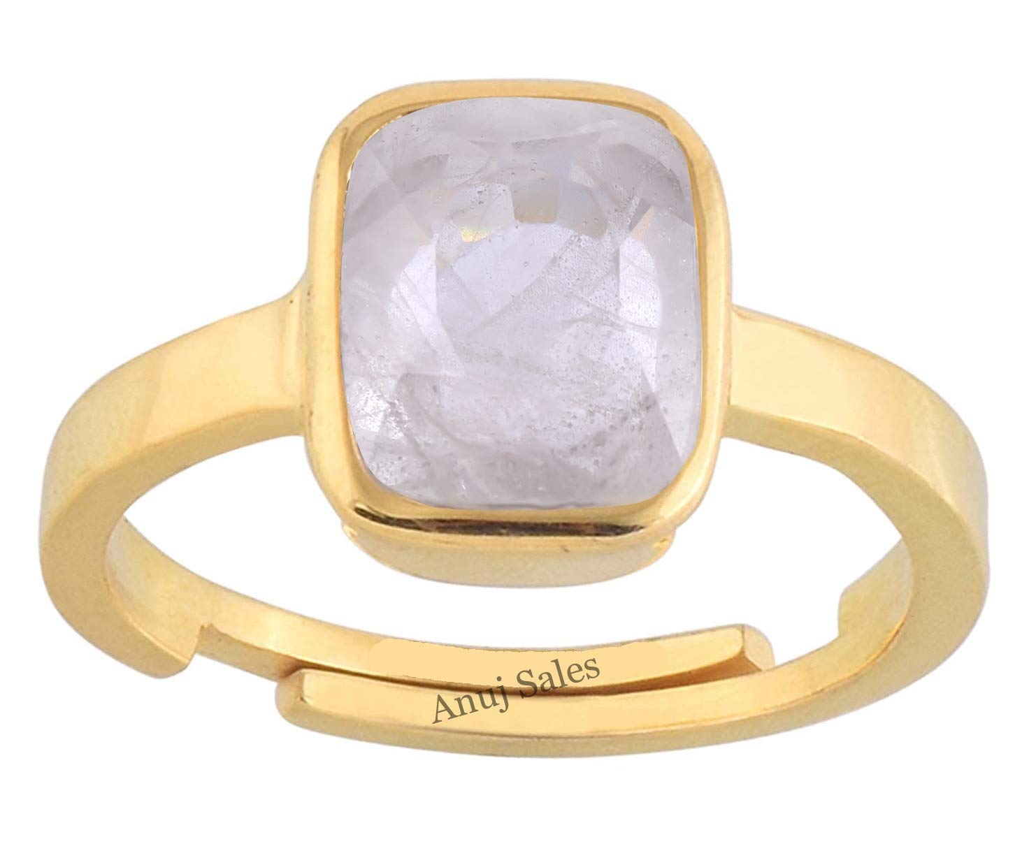 9.25 Ratti Certified Unheated Untreated Natural panchdhatu Adjaistaible Gold Ring White Sapphire Pukhraj Loose Gemstone for Women and Men-image-24