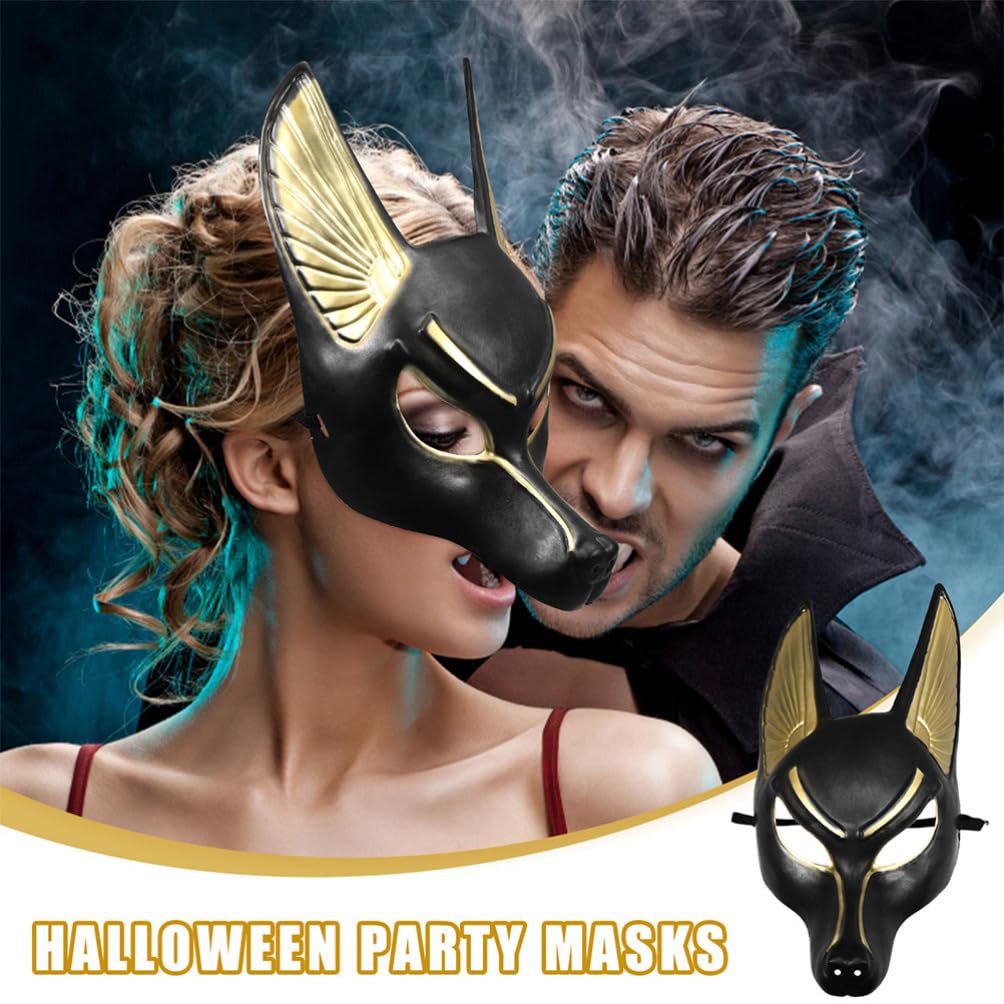 Didiseaon Anubis Mask Egypt Party Cosplay: 2pcs Halloween Masks Adult Black Face Mask for Masquerade Themed Party Props Fancy Dress Costume Accessories - Image 2