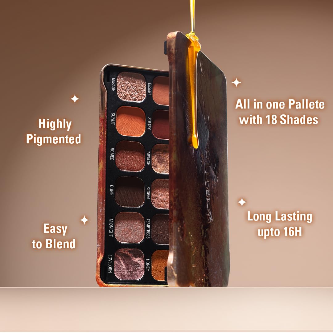 Revolution Beauty Forever Flawless paleta cieni do powiek, 18 pigmentowanych matowych i błyszczących kolorów, wegańskie i nieokrutne, brązowe
