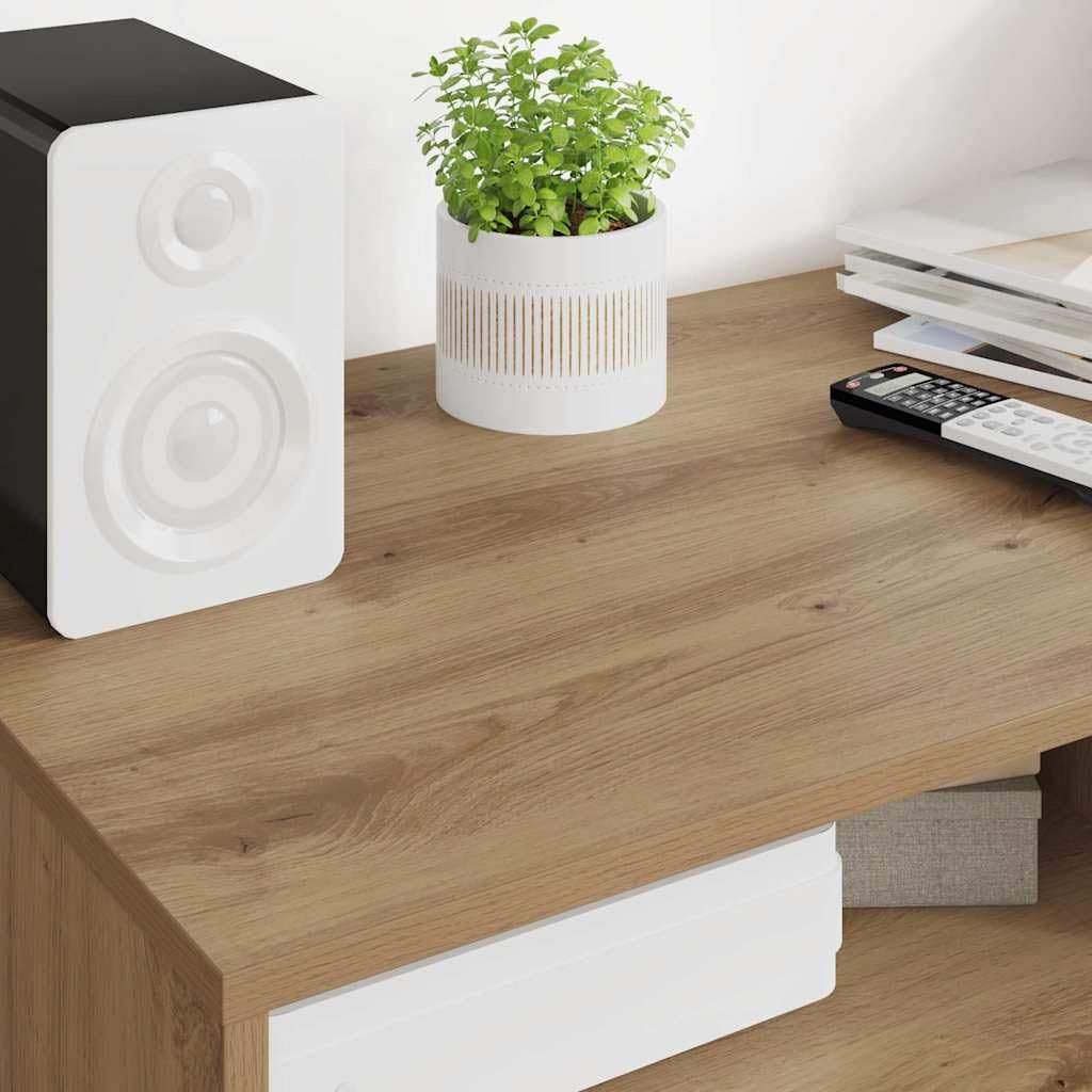 Mobile TV in rovere Artisan, 100 x 48 x 43 cm, con cassetto e ripiani, mobile basso per soggiorno, HiFi, canalina per cavi, archiviazione multimediale, home theater e angolo gaming