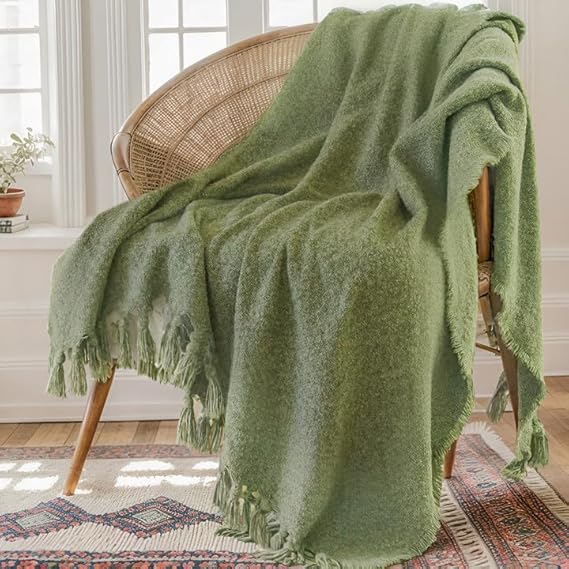 ZonLi Green Throw Blanket for Couch,50" x 60",Green Marl