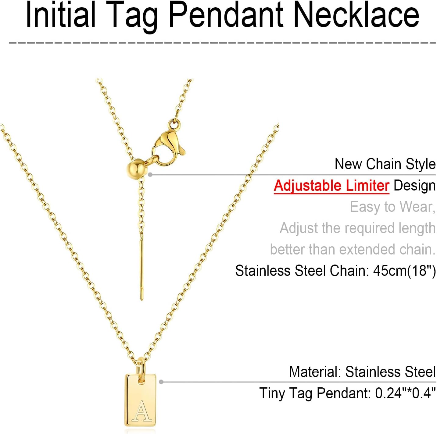 REELMAR Silver Initial Necklaces for Women Trendy Name Letter Necklace Cute Initial Tag Pendant Necklace Dainty Alphabet Personalized Silver Jewelry - Image 6