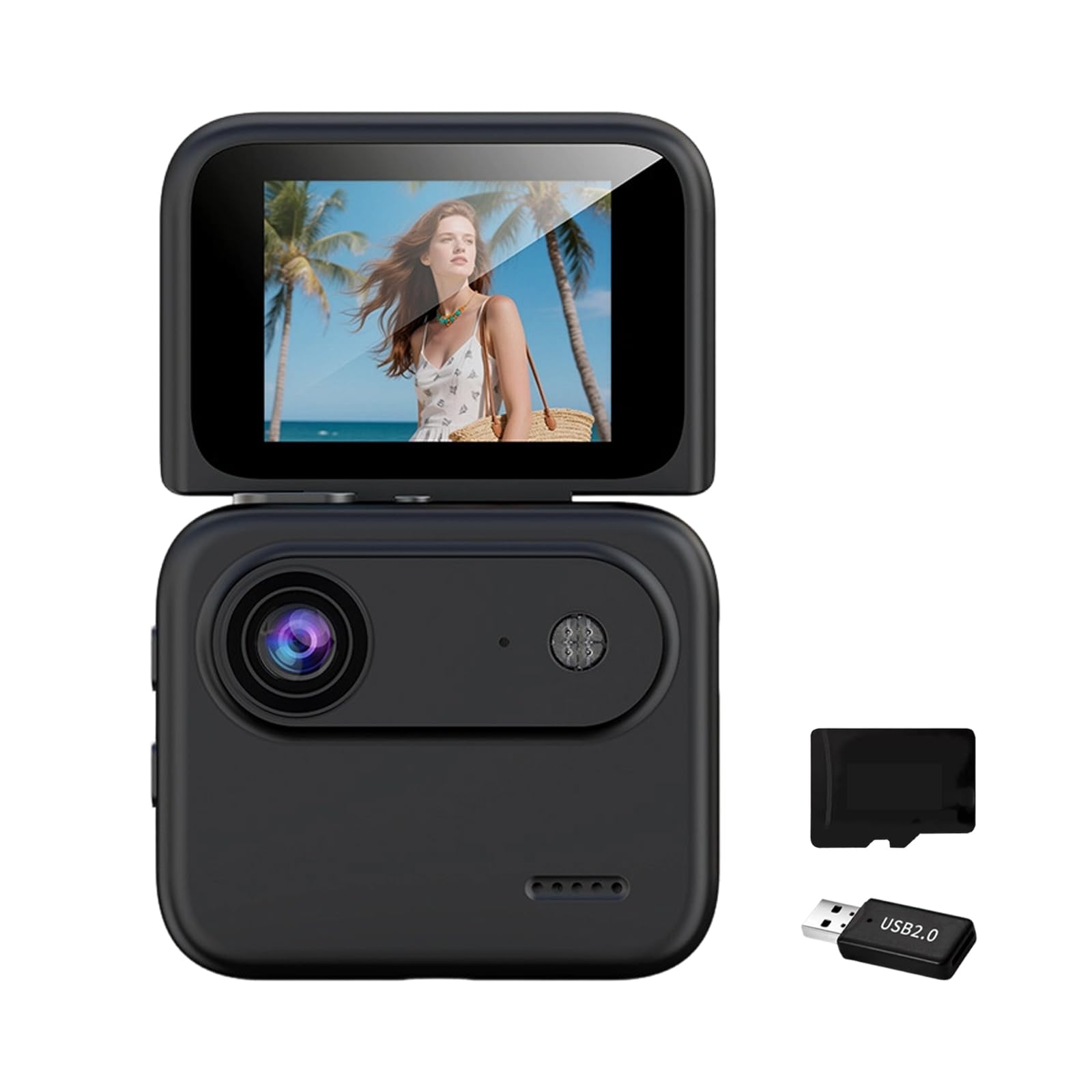 Caméra de poche 4K UHD 143° à objectif grand angle avec batterie longue pour VTT et course à pied étanche Vlog