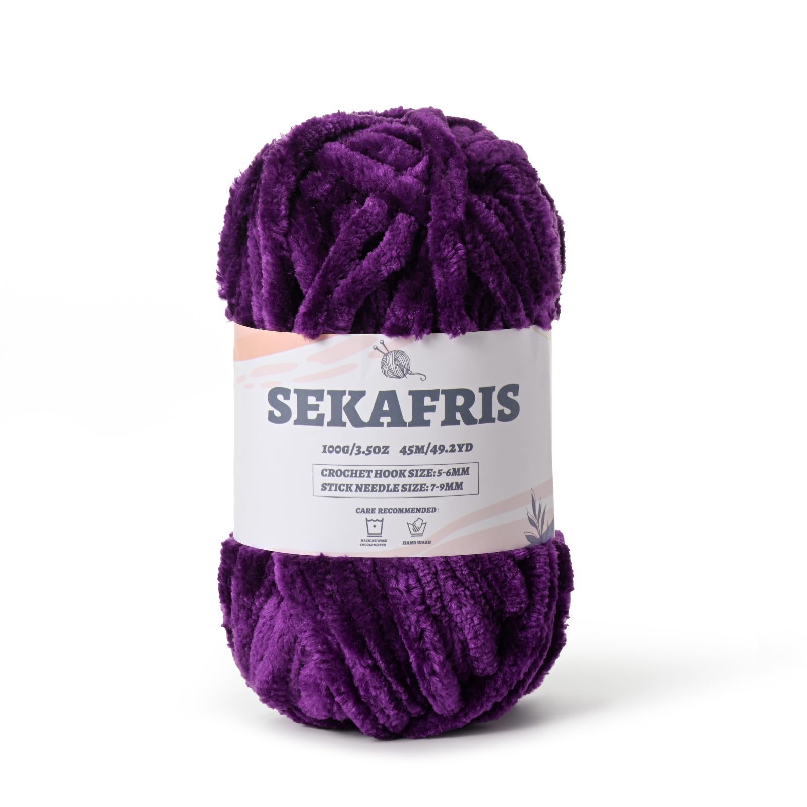 Chenille Velvet Soft Yarn Dark Purple 1 Pack