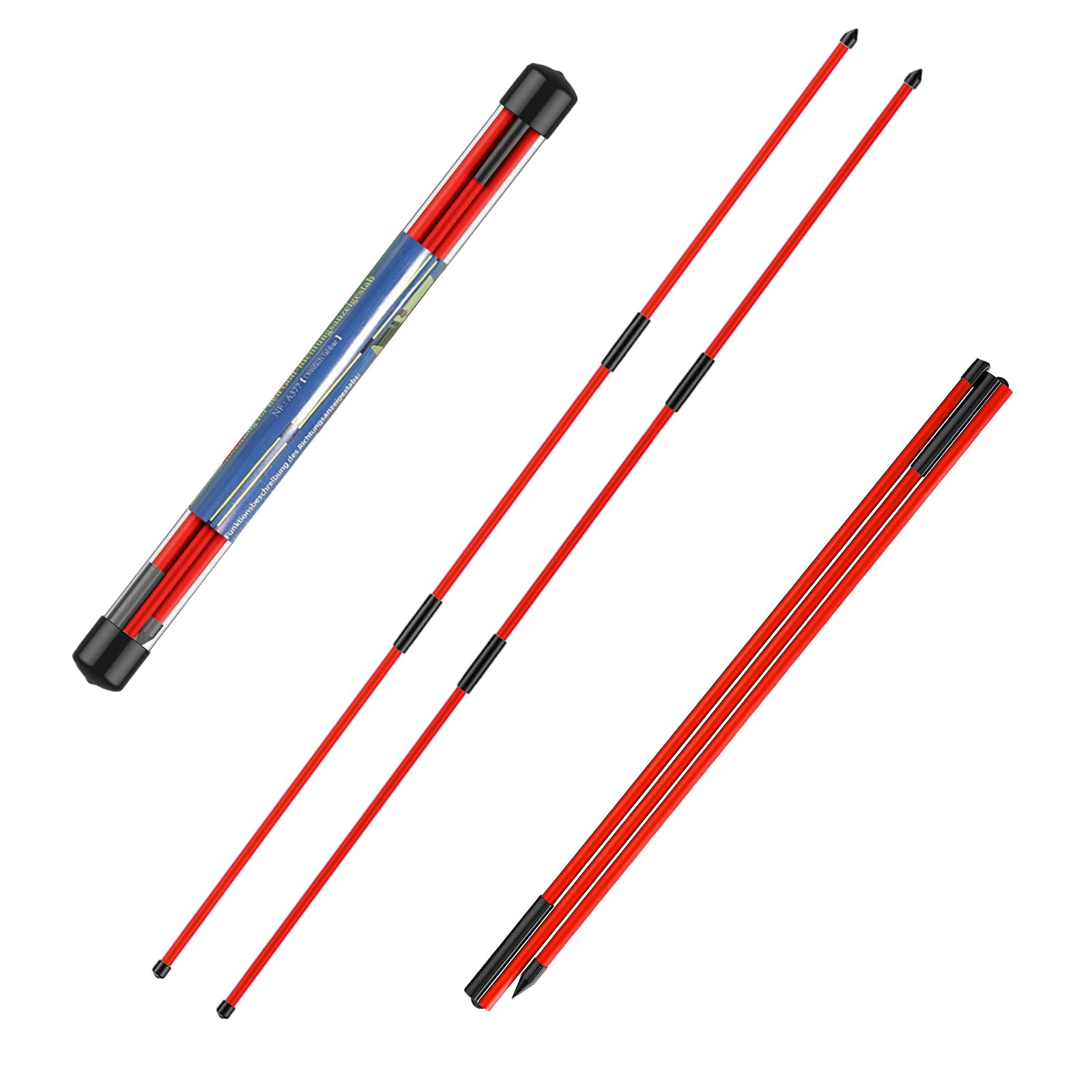 flintronic Golf Alignment Stick, 2PCS Golf Practice Training Aid, Collapsible Golf Practice Rods for Aiming, Putting, Full Swing, Posture Corrector, with Clear Tube Case，Red