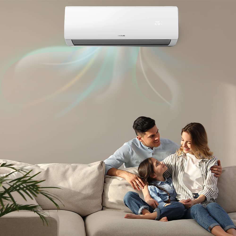 Cecotec Split Climatisation AirClima 12000 Smartfresh Connecté. 12000 BTU, Moteur DC, Pompe à Chaleur, Contrôle Wifi, Télécommande, Ecran LED, Système Inverter, Couverture 22 m2