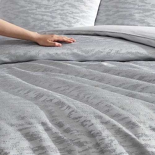 Vera Wang - Queen Duvet Cover Set, Soft Cotton Bedding with Matching Pillowcases, Button Closure & Inner Corner Ties, 3 Piece Bed Set (Illusion Grey) by Vera Wang - Image 9