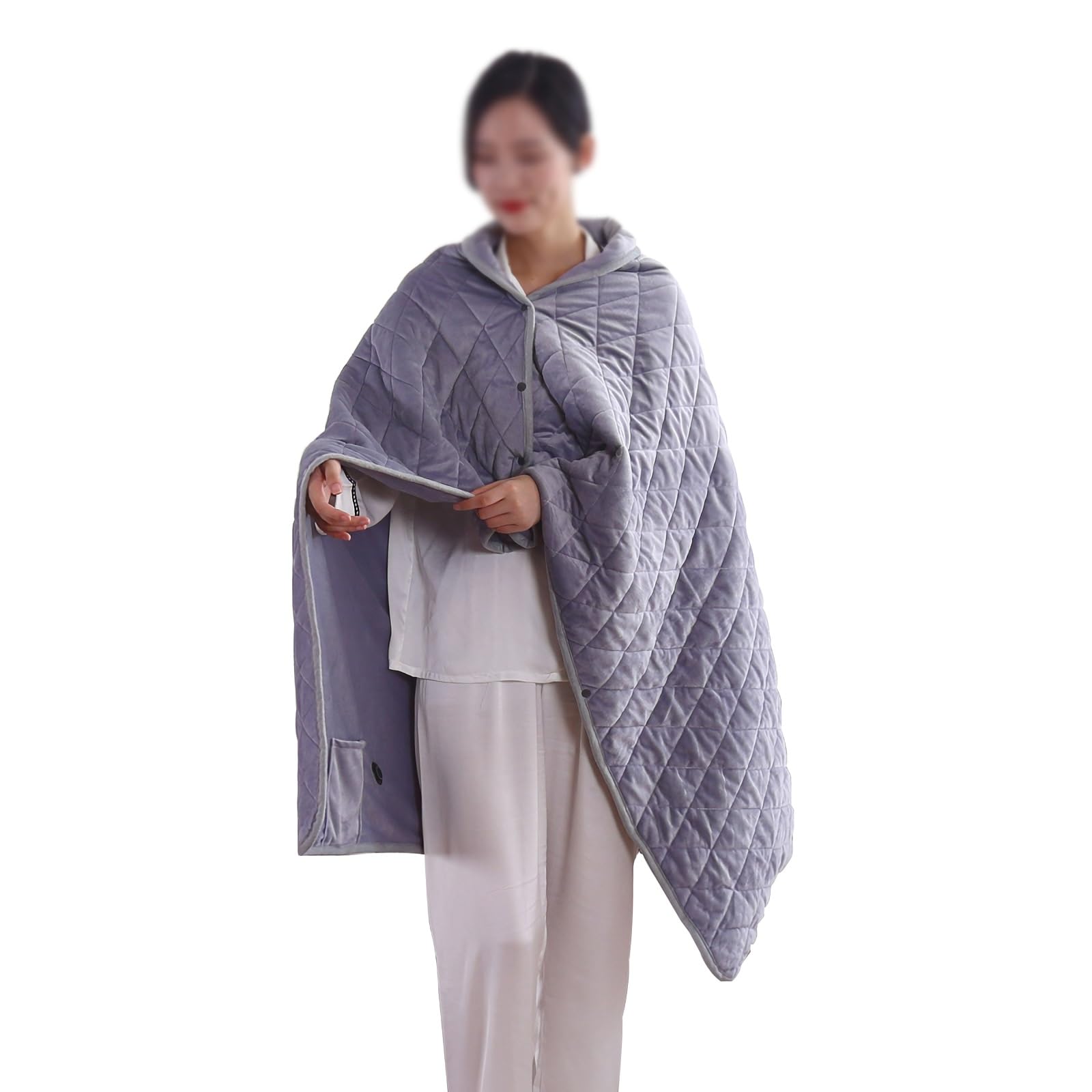 EternaHora 40"x55" Cordless Heated Blanket, Portable Heated Blanket Battery Operated, Cozy Soft Wearable Heated Shawl, 3 Heat Settings, Auto-Off, Machine Washable(Grey,Shawl)