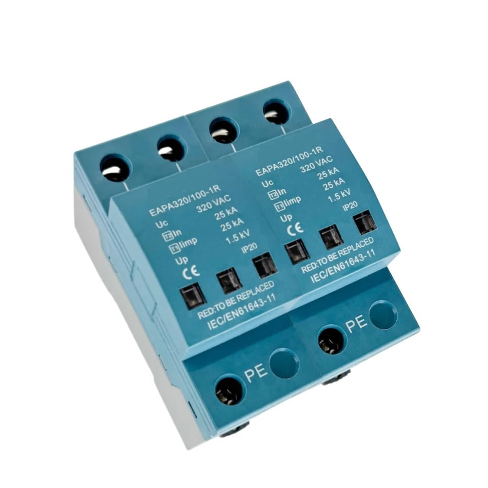 Ochrona przeciwprzepięciowa 2P 100KA, odgromnik T1+T2, AC SPD 220 V 275 V - 440 V, kabina rozdzielcza, instalacja na szynie DIN (2P 420 V, z RC)