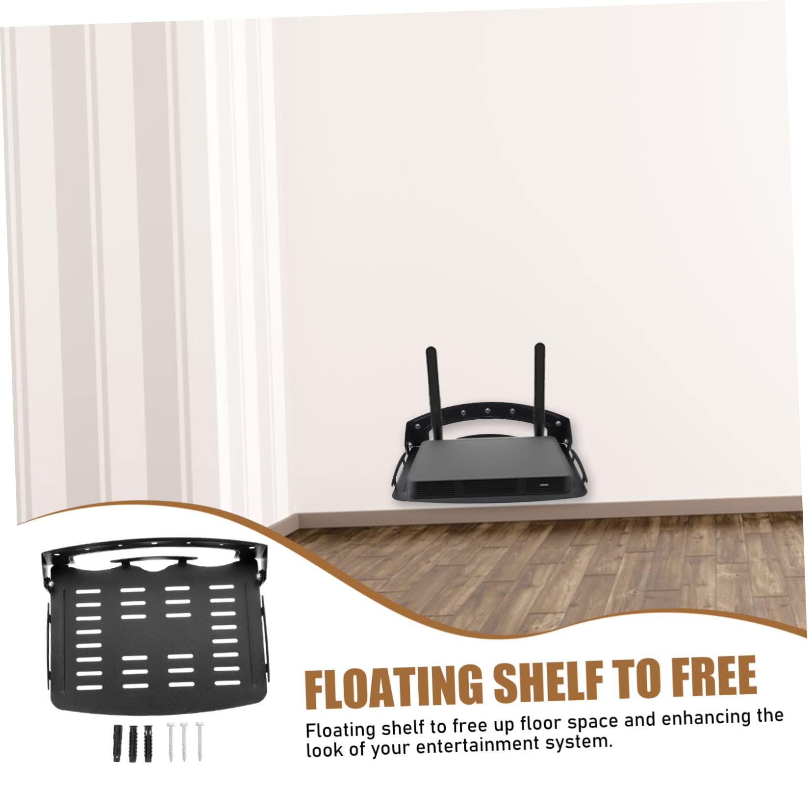 Alipis Support de Routeur Mural Pliable en Acier Laminé à Froid Noir | Étagère Flottante, Résistance à L’usure, Rangement pour Appartement et Chambre