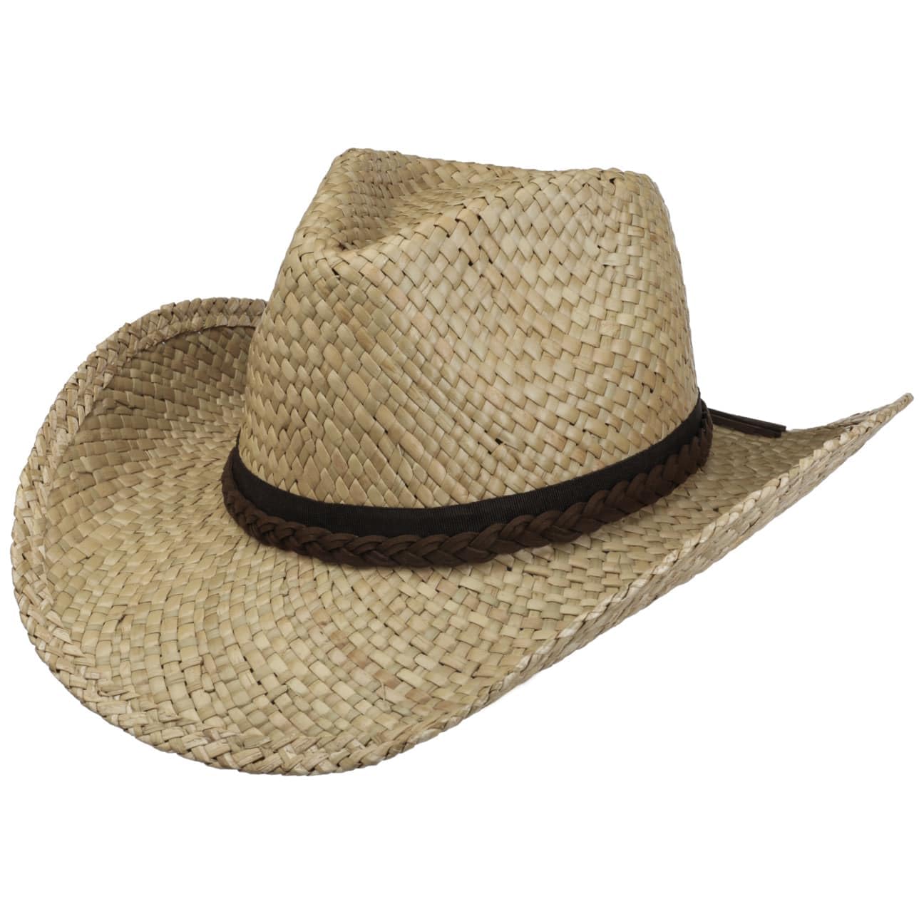 LIPODO Sombrero de Paja Palmhurst Cowboy Mujer/Hombre - Vaquero Sol Verano con Banda Grosgrain Primavera/Verano