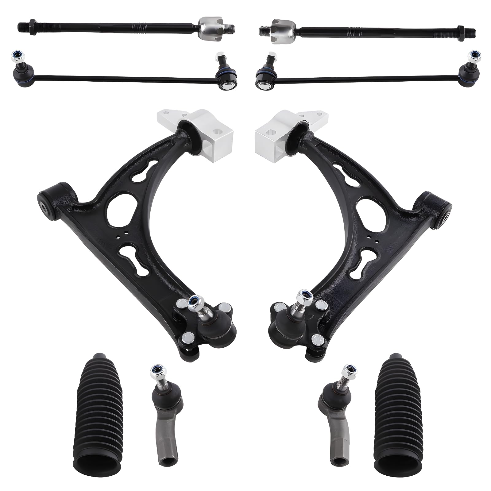 maXpeedingrods 10 szt. Suspension Wishbone zestaw wahaczy przednich do VW Golf 5 6 Touran Audi A3 8P Seat Skoda Ocatvia Superb