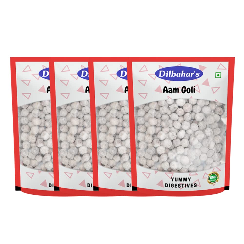 DILBAHAR'S Aam Goli 100G Pack Of 4 | Aam Pachak Chatpati Goli | Mukhwas Mouth Freshener | Aam Pachak Churan Goli | Churan Digestive Mouth Freshener Mukhwas | After-Meal Treat,Mango