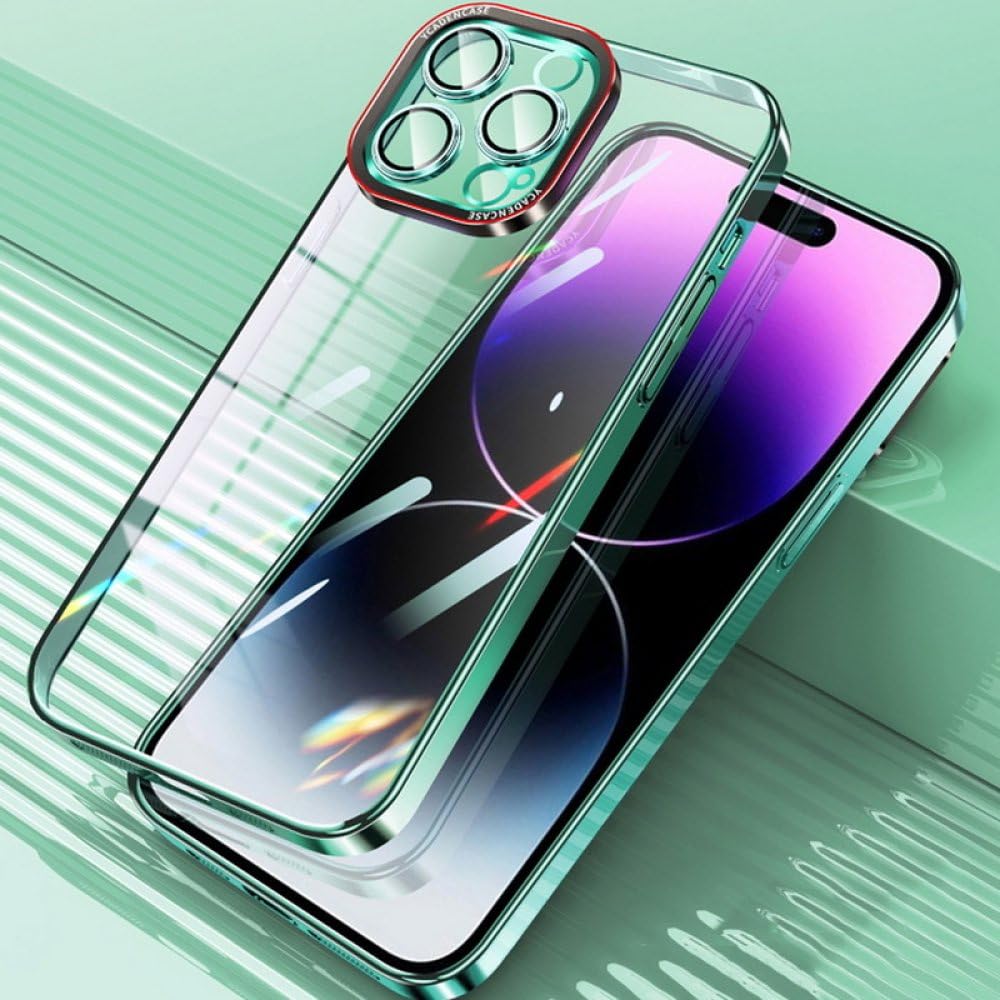 Coque iPhone 14 Pro Max arrière rigide transparente pour style urbain vert - 7