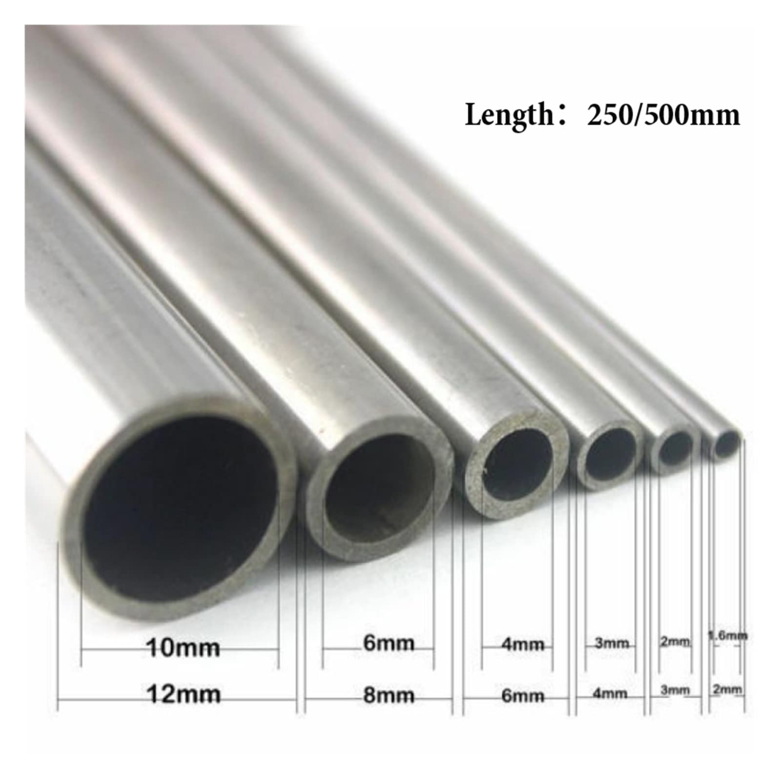 rura miedziana, 1-10 szt. 250/500 mm długości 304 bezszwowa rurka kapilarna ze stali nierdzewnej 0,3-8 *,1-12(6x5x500mm 2pcs)