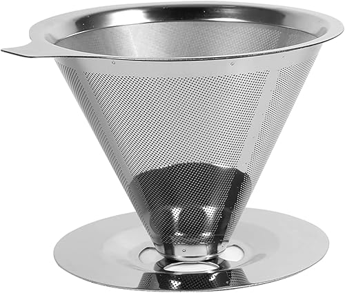 Diyeeni Taza de filtro de café, filtro de café de doble capa de malla de acero inoxidable de grado alimenticio, filtro de goteo de café para el