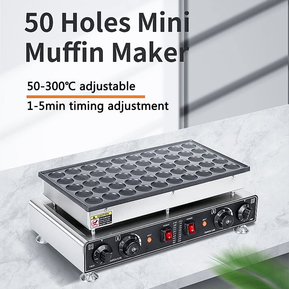 Elektryczna Gofrownica, 50-Otworowa Mini Gofrownica W Kształcie Serca, Komercyjna Maszyna Do Naleśników Ze Stali Nierdzewnej O Mocy 1700 W, Maszyna Do Pieczenia Gofrów Z Powłoką Zapobiegającą Przywie