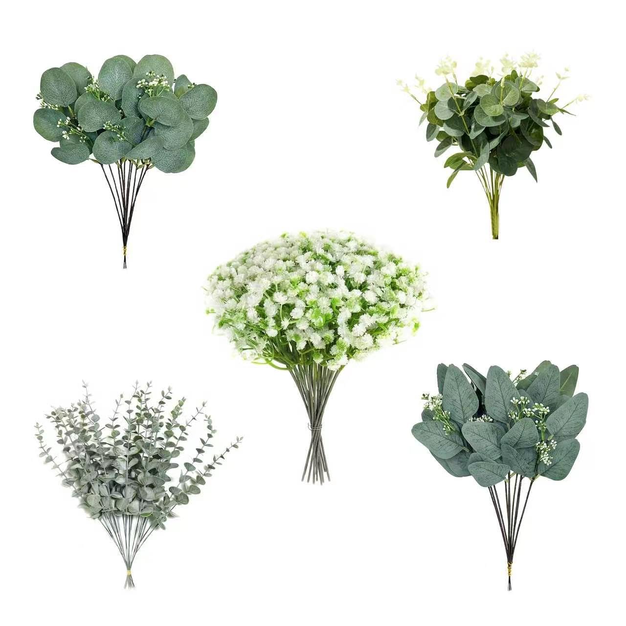 Lirynox 30 PCS Artificial Eucalyptus Stems, Mixed Breath Artificial Flowers, Faux Greenery Leaves Branches, Realistic Faux Eucalyptus Plant for DIY Bouquets Wedding Garden Home Decoration