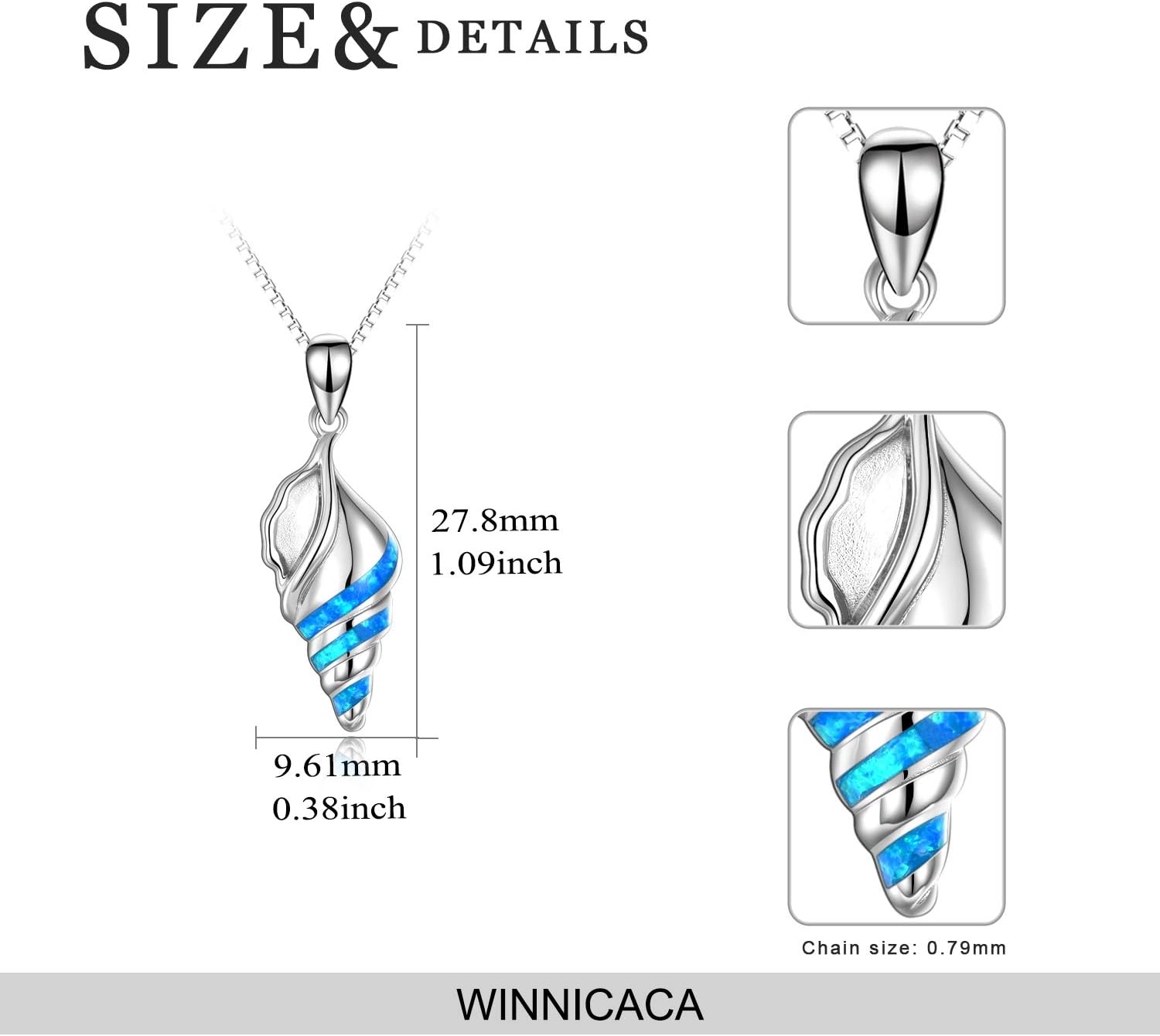 WINNICACA Sterling Silver Turtle/Dolphin/Conch/Jellyfish/Octopus Pendant Necklace Opal Abalone Shell Turquoise Jewelry Cute Ocean Animals Necklace Gifts for Women - Image 3